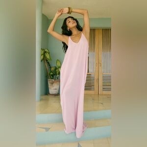 Love in Pink Maxi Slip Dress with Pockets & Oversized Hip Area. Size XL